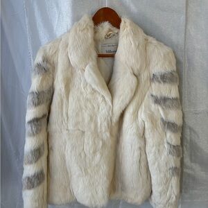Vintage Wilson Genuine Soft Rabbit Fur- Cream & Gray Jacket-size M